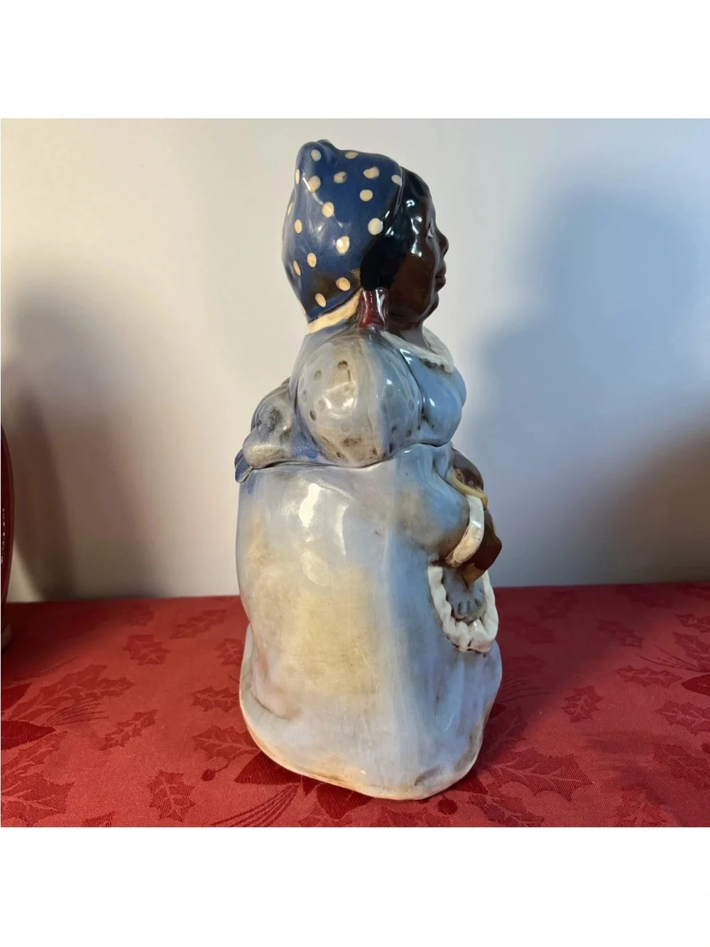 Blue Ceramic Southern Lady Cookie Jar - Decorative Kitchen Storage